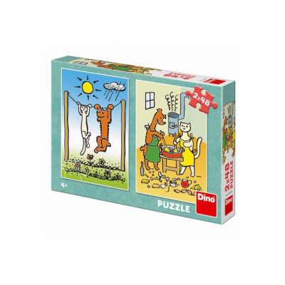 Puzzle DINO Pejsek a Kočička 2x48 dílků