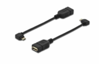 Digitus Adaptérový kabel USB 2.0, OTG, typ micro B - A M / F, 0,15 m, USB 2.0 v souladu, pravý úhel, bl