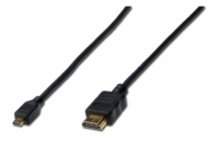 Digitus HDMI/D na HDMI/A připojovací kabel 1m, pozlacené kontakty