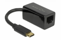 Delock Adaptér Super Speed USB (USB 3.1 Gen 1) s USB Type-C™ samec > Gigabit LAN 10/100/1000 Mbps kompaktní černý