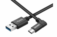 Avacom Datový a nabíjecí kabel USB - USB-C, 100cm, konektor v úhlu 90°, černý