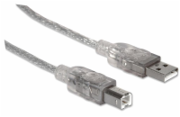 MANHATTAN 333405 Manhattan USB 2.0 kabel A-B M/M 1,8m, stříbrný