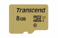 Transcend 8GB microSDHC 500S UHS-I U1 (Class 10) MLC paměťová karta (s adaptérem), 95MB/s R, 25MB/s W