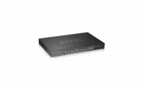 ZyXEL GS1920-24HP Zyxel GS1920-24HPv2 28-port Gigabit WebManaged PoE Switch, 24x gigabit RJ45, 4x gigabit RJ45/SFP, 802.3at, 375W pro PoE