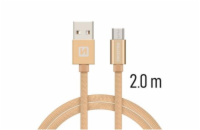 Swissten Datový Kabel Textile Usb / Micro Usb 2,0 M Zlatý