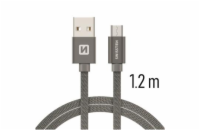 Swissten Datový Kabel Textile Usb / Micro Usb 1,2 M Šedý