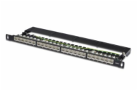 Digitus DN-91624S-SL-SH Digitus CAT 6 Patch Panel, stíněný, 24 portů RJ45 s uzávěrem, 8P8C, LSA, 0,5U, 19 "montáž do stojanu, bl