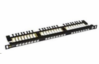 Solarix 19" Patch panel 24xRJ45 CAT6 UTP s vyvaz.lištou černý 0,5U, SX24HD-6-UTP-BK