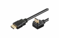 PremiumCord HDMI High Speed+Ethernet kabel, zlacený zahnutý konektor 90° 10m