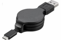 PremiumCord Kabel USB 3.1 C/M - USB 2.0 A/M, charging a sync navíjecí kabel 1m