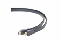 PremiumCord HDMI High Speed + Ethernet plochý kabel, zlacené konektory, 5m