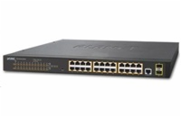 Planet GS-4210-24P2S Planet GS-4210-24P2S PoE switch L2/L4, 24x 1000Base-T, 2x SFP, Web/SNMPv3, VLAN,ext 10Mb/s, 802.3at-300W