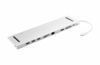 Sandberg USB-C 10v1 dokovací stanice, HDMI+3xUSB+RJ45+VGA+TF/SD+jack+USB-C(100W), stříbrný