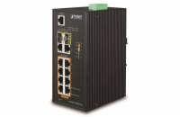 Planet IGS-4215-8P2T2S průmyslový L2 switch, 10x 1Gb, 2x1Gb SFP, 8x PoE 802.3at 240W, 48~54VDC, IP30