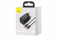 Baseus TZCCSUP-L01 Baseus Super Si rychlonabíječka 1C 25W EU + kabel USB-C/USB-C 3A 1m černá