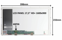 LCD PANEL 17,3" HD+ 1600x900 40PIN LESKLÝ / ŠROUBOVÁNÍ Z BOKŮ