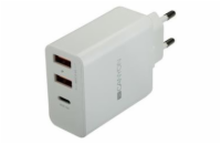 CANYON Nabíjčka do sítě H-08, Power delivery - 1x USB-C (Quick charge), 2xUSB A, černá