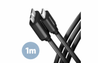 AXAGON BUMM3-CM10AB, SPEED kabel Micro-B USB <-> USB-C, 1m, USB 3.2 Gen 1, 3A, ALU, tpe, černý