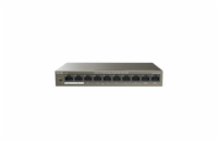 Tenda TEF1110P-8-63W - PoE AT Switch 63Watt, 10xRJ45 Switch s 8x 10/100 Mbps PoE, 2x Uplink, Fanless, Kov