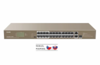 Tenda TEF1126P-24-410W PoE AF / AT switch - 24x PoE 100 Mb/s + 2x Uplink 1Gb/s RJ45/SFP,PoE+ 370W