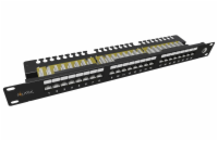 Solarix Patch panel 24x RJ-45 Cat6 UTP s vyvazovací lištou 1U SX24L-6-UTP-BK-N