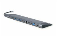 Gembird A-CM-COMBO9-01 Gembird USB-C 9v1 multiport USB + HDMI + VGA + PD + čtečka karet + LAN + audio