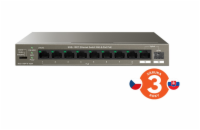 Tenda TEG1110PF-8-102W PoE AT switch 8xPoE 802.3af/at + Uplink RJ45 + SFP port, 92W, PoE+, fanless