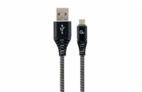 GEMBIRD CABLEXPERT Kabel USB 2.0 AM na MicroUSB (AM/BM), 1m, opletený, černo-bílý, blister, PREMIUM QUALITY