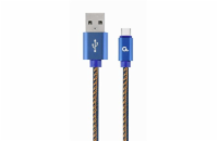 GEMBIRD CABLEXPERT Kabel USB 2.0 AM na Type-C kabel (AM/CM), 1m, opletený, jeans, blister, PREMIUM QUALITY