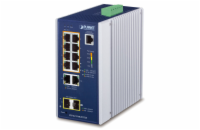 Planet IGS-4215-8UP2T2S Planet IGS-4215-8UP2T2S průmyslový L2 PoE switch 10x 1Gb, 2x SFP 1Gb, 802.3bt 360W, IP30, -40 až 75°C, 48-54VDC