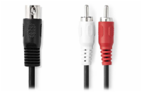 NEDIS redukční audio kabel DIN/ 5pin zástrčka DIN - 2× zástrčka RCA/ černý/ bulk/ 1m