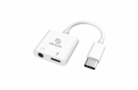 AKASA adaptér USB-C to 3.5mm Jack & PD 15W Nabíjecí port, bílá