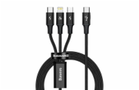 Baseus datový kabel USB-C Rapid Series 3v1 microUSB+Lightning+USB-C 1,5m PD 20W černý