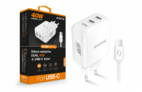 ALIGATOR CHPD0024 Chytrá síťová nabíječka ALIGATOR Power Delivery 40W, 2xUSB-C, USB-C/USB-C kabel, bílá