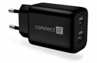 Connect IT CWC-2080-BK CONNECT IT Wanderer2 GaN nabíjecí adaptér 1×USB-C + 1xUSB-A, 33W PD, černá