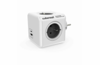 Cubenest Powercube Original USB PD 20W, A+C, 4× zásuvka, bílá/šedá, dětská pojistka, uzemnění, max. 16A/250V~3680W