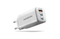 AXAGON ACU-DPQ65W, GaN nabíječka do sítě 65W, 3x port (USB-A + dual USB-C), PD3.0/QC4+/PPS/Apple, bílá