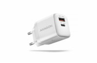 AXAGON ACU-PQ20W, nabíječka do sítě 20W, 2x port (USB-A + USB-C), PD3.0/PPS/QC4+/AFC/Apple, bílá