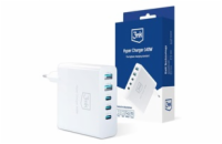 3mk síťová nabíječka - Hyper Charger 140W, GaN 3x USB-C (PD) / 2x USB, bílá