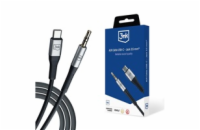 3mk audio kabel - AUX Cable USB-C - Jack 3,5 mm, 1m, černá