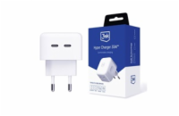 3mk síťová nabíječka - Hyper Charger 35W, GaN, 2x USB-C (PD), bílá