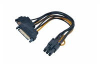 AKASA kabel 2xSATA na 6pin PCIE adaptér - 15cm Napájecí redukce pro PCIe VGA. Po zapojení 2x SATA získáte 1x 6pin PCIe.