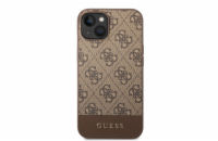 Guess 4G Stripe Zadní Kryt pro iPhone 14 Brown Guess PU 4G Printed Stripe zadní kryt  s elegantním potiskem a logem Guess na zadní straně