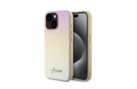 Guess PU Leather Iridescent Metal Script Zadní Kryt pro iPhone 15 Gold Guess PU Leather Iridescent Metal Script kryt je ta nejlepší stylová ochrana vašeho telefonu, navíc díky použitému materiálu se 