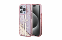 Guess PC/TPU Liquid Glitter Gold Stripe Zadní Kryt pro iPhone 15 Pro Pink Guess TPU Liquid Glitter Gold Stripe značkový kryt z měkkého a odolného plastu s atraktivními glittery uvnitř, které se přesý