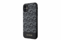 Guess PU G Cube MagSafe Zadní Kryt pro iPhone 11 černý Guess PU G Cube Magnetic prémiový ochranný kryt telefonu v kombinaci zadní strany s potažená látkou s motivem Guess, pružnými PU boky a vestavěn