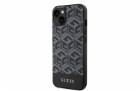 Guess PU G Cube MagSafe Zadní Kryt pro iPhone 13 černý Guess PU G Cube Magnetic prémiový ochranný kryt telefonu v kombinaci zadní strany s potažená látkou s motivem Guess, pružnými PU boky a vestavěn