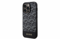 Guess PU G Cube MagSafe Zadní Kryt pro iPhone 13 Pro Black Guess PU G Cube Magnetic prémiový ochranný kryt telefonu v kombinaci zadní strany s potažená látkou s motivem Guess, pružnými PU boky a vest