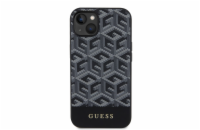 Guess PU G Cube MagSafe Zadní Kryt pro iPhone 14 černý Guess PU G Cube Magnetic prémiový ochranný kryt telefonu v kombinaci zadní strany s potažená látkou s motivem Guess, pružnými PU boky a vestavěn