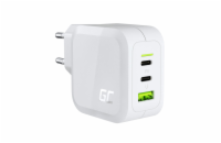 GreenCell Green Cell CHARGC08W 65W nabíječka s 2xUSB-C+1xUSB bílá Green Cell White 33W univerzální nabíječka pro notebook, MacBook, telefon, Nintendo Switch - 2xUSB-C, 1xUSB, PowerDelivery